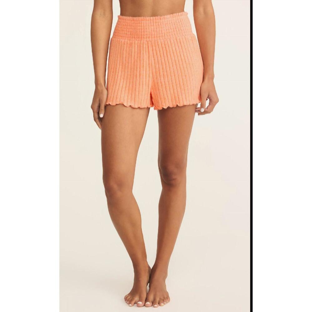 Z Supply Ribbed High-Waist Soft Knit Shorts - Peach - Picture 2 of 4